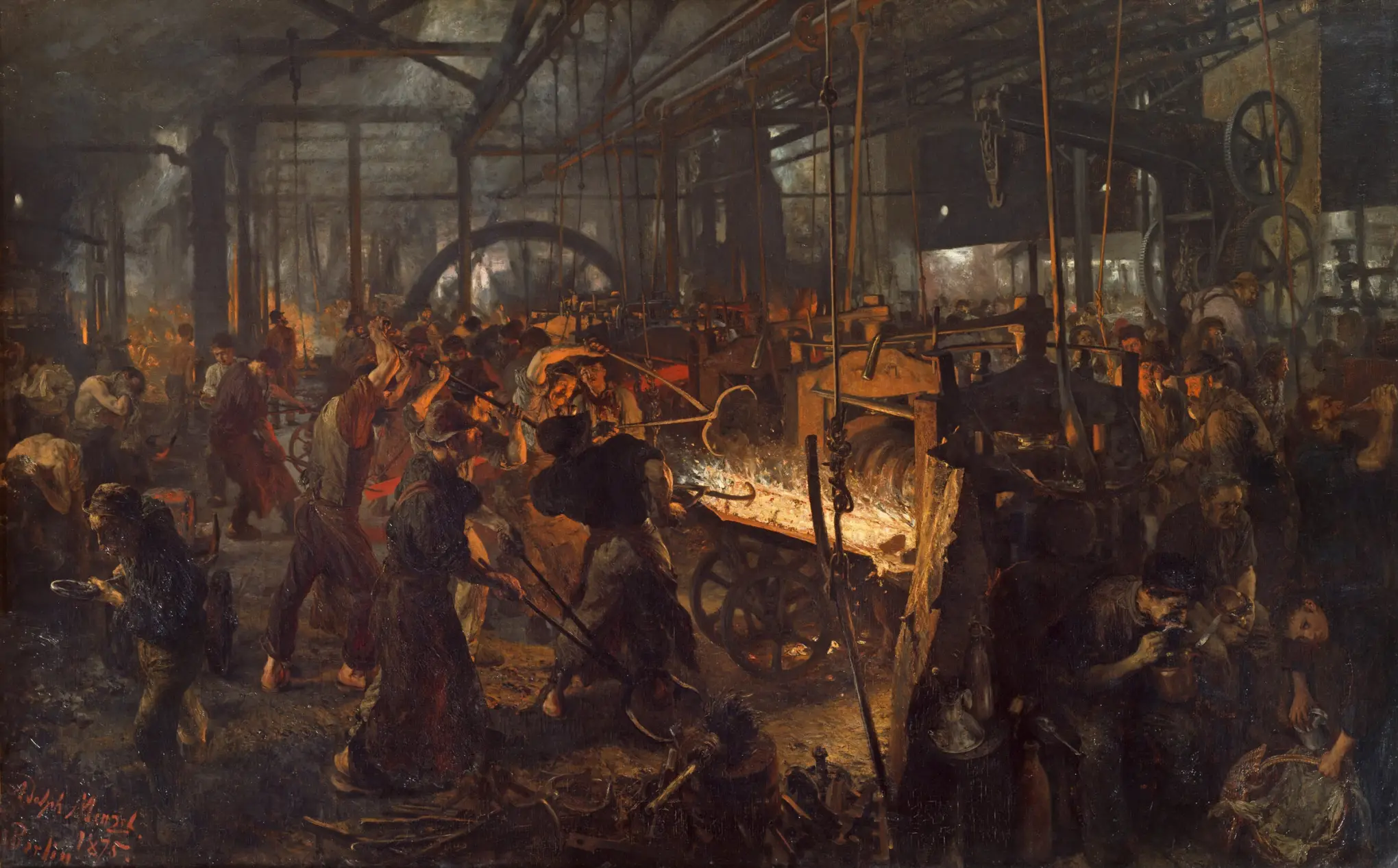 Adolph Menzel, The Iron Rolling Mill, 1875. Public domain.